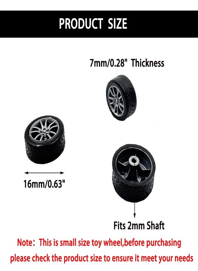 URIMPAVIDO 20PCS Small Toy Car Wheel 16mm Model Car Mini Rubber Tire Wheels with 10PCS Shaft Round Rod Axles for DIY Model Toy RC Car Truck Robot Building Accessories (Silver 2x16mm) - Image 4